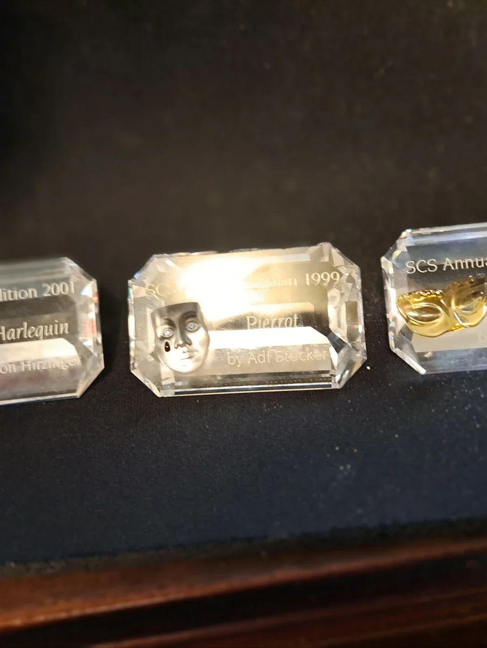 Swarovski Crystal Lot 3 Plaques Pierrot Columbine Harlequin Like New In Box